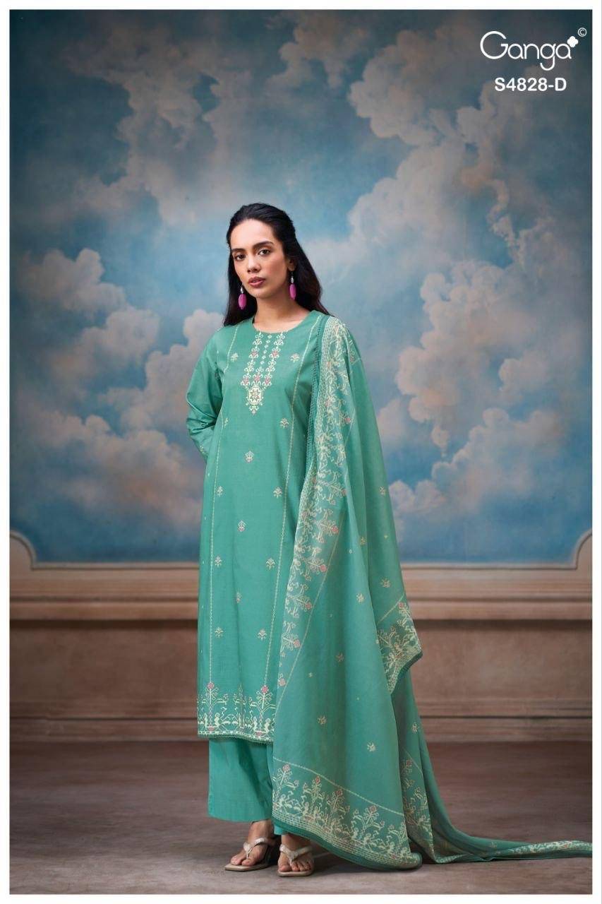 RIYANSHI 4828 By GANGA 4828 A TO 4828 D Beautiful Festive Suits Stylish Colorful Fancy Casual Wear & Ethnic Wear PREMIUM COTTON Dresses At Wholesale Price